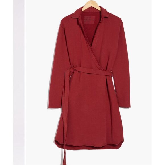 Frank & Eileen triple fleece 100% cotton wrap dress in cranberry size L NWT - Picture 3 of 8